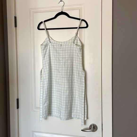 Brandy Melville White Green Plaid Colleen Mini Dress - Picture 4 of 5